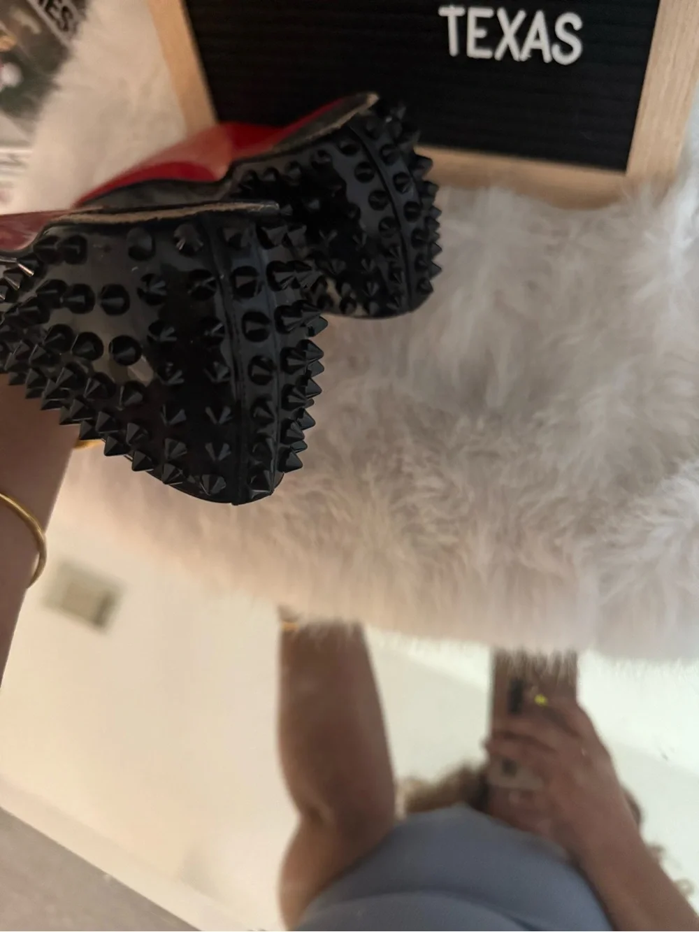 Christian Louboutin Black Spiked Pointed-Toe Flat